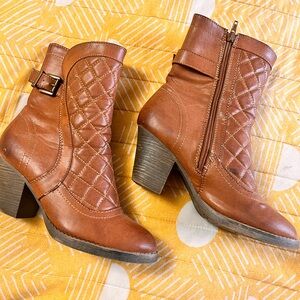 Quilted Tan Ankle Boots